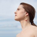 Brass earrings with natural stones from the Gelato collection - GEK36-5 - ORSKA jewelry