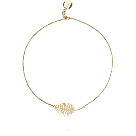 Short necklace with a brass fern leaf pendant from the Nefro collection NEN28-2 ORSKA jewelry