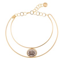 Short necklace with engraved peony from the Tattoo collection