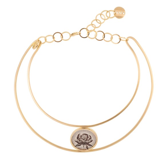 TTN72-2 Round necklace with a peony from the Tattoo collection by ORSKA jewelry