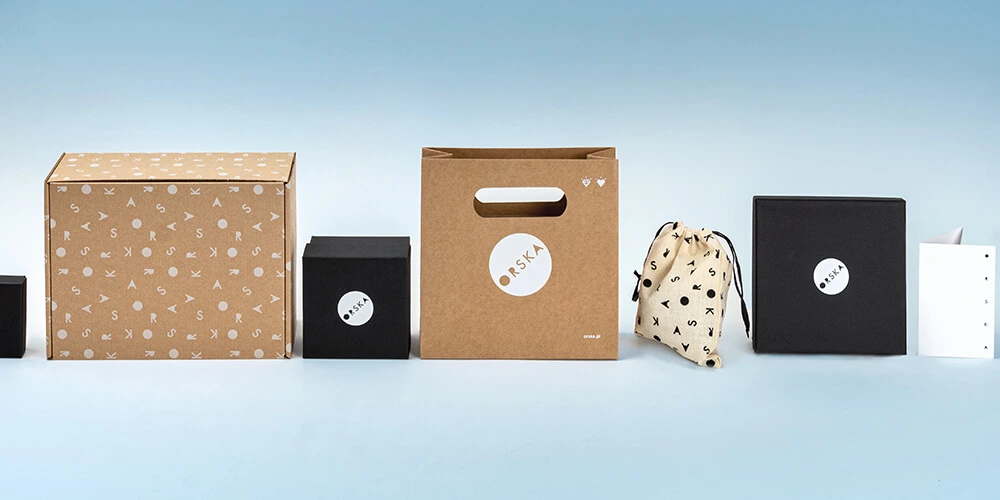 ORSKA jewelry boxes and shipping boxes