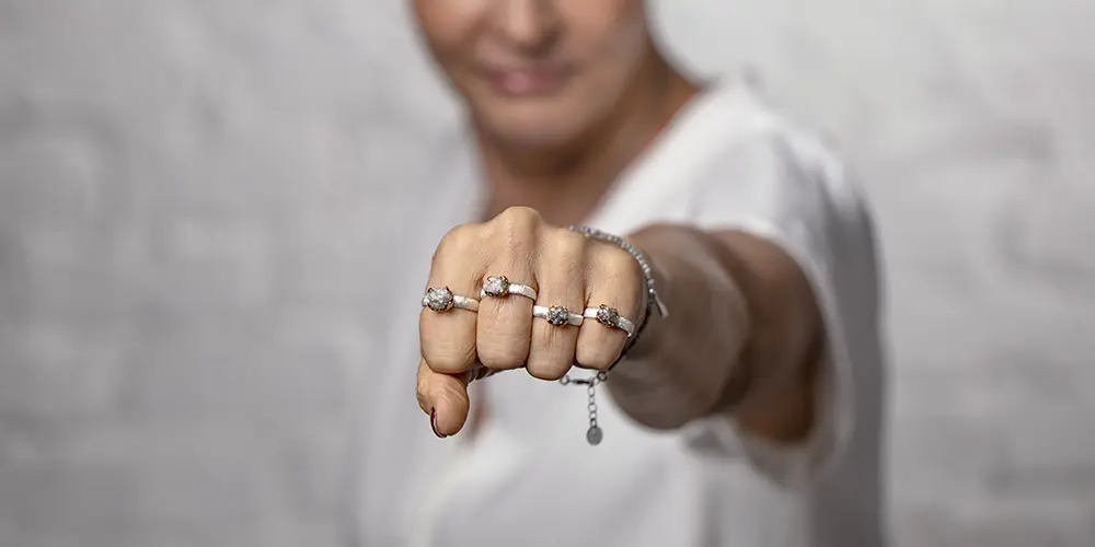 Silver rings with rough dimonds