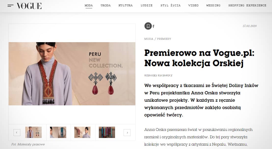 Kolekcja PERU premierowo na Vogue.pl
